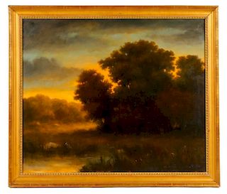 Jane Bloodgood-Abrams, Landscape at Sunset Oil