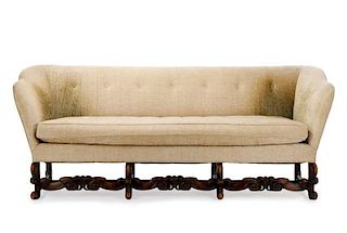 William & Mary Style Upholstered Settee Sofa