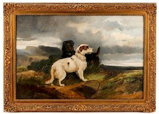 Alfred Morris 19th C. O/C, "Hunting Terriers"