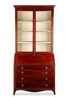 George III Style Mahogany Secretaire Bookcase