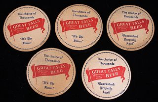 Great Falls Beer Coasters C. Mid 1900's