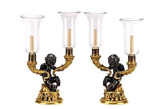Pair of French Louis XV Style Candelabra Lamps