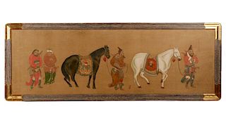 Chinese Figural Painting on Silk, Horses