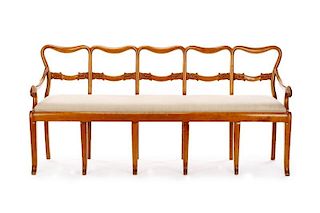Biedermeier Style Maple Five-Seat Hall Bench