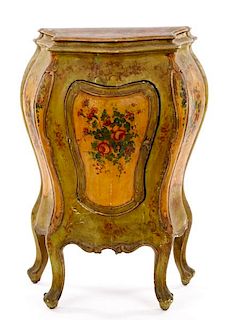Italian Floral Painted Bombe Stand, Late 19th C.