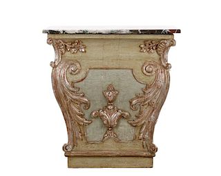 Venetian Painted Console w/ Marble Top, 19th C
