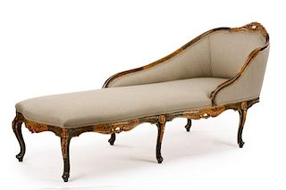 Venetian Rococo Painted Chaise Lounge, 19th C
