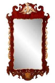 Large English Chippendale Wall Mirror with Gryphon