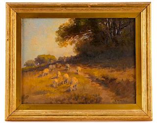 Ethel May Wickes, Pastoral Scene, Oil on Wood
