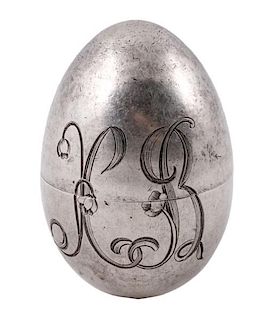 Faberge Style Silver, Engraved Easter Egg Box