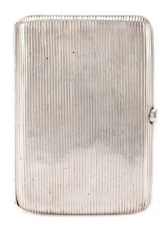 Faberge Style Silver, Reeded Cigarette Case