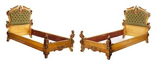 Pair of Sansovino Style Carved Bedsteads