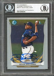 Brewers Devin Williams Signed 2014 Bowman Chrome Prospects #BCP7 RC BAS Slabbed