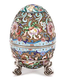 Large Faberge Style Cloisonne Enamel Egg Box