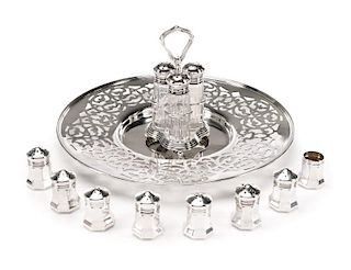 Assembled Set of Sterling Table Pieces, Cartier