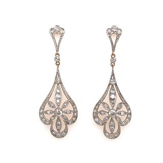 18k Platinum Diamond Drop Earrings