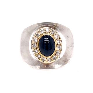 14k Crystal Rock Sapphire & Diamond Ring