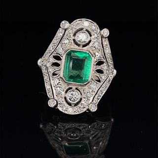 Platinum EmeraldÂ  Diamond Ring
