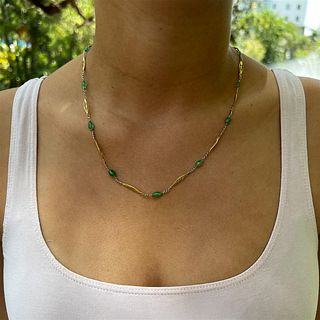 Art Nouveau 18k Platinum Emerald