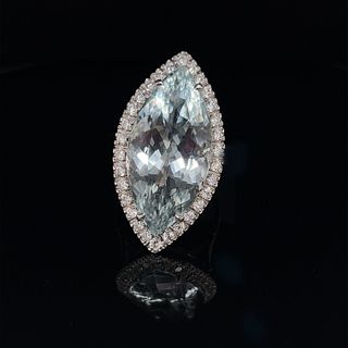 Platinum Aqua Marquise Diamond Ring