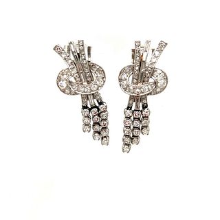 Retro Platinum Diamond Earrings