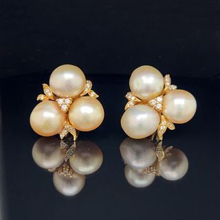 18k Diamond South Sea Pearl EarringÂ 