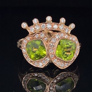 18k Diamond Peridot Crown RingÂ 