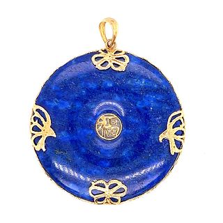 14k Lapis Lazuli Chinese Pendant