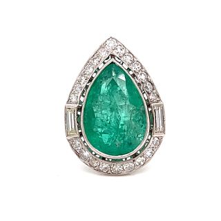 Platinum Diamond Colombian Emerald RIngÂ 