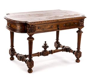 Louis XVI Style Oak Carved Library Table