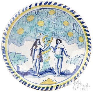 English Delft blue dash Adam & Eve charger