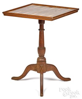 Walnut candlestand, 19th c., with gameboard top