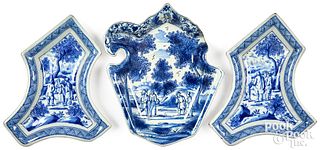 Three Dutch blue and white Delft sweetmeat dishes