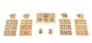 Carved Bone Miniature Playing Card Set, Uncle Sam