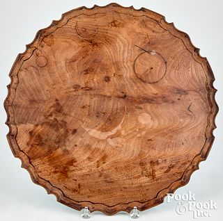 Chippendale burl mahogany pie crust tray