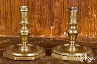 Pair of Spanish brass tapersticks, early 18th c.