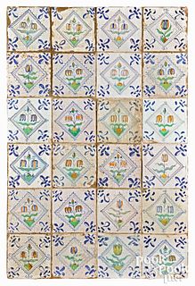 Set of Delft polychrome tiles, 18th c.