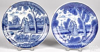 Pair of Dutch blue and white Delft plates, 18th c.