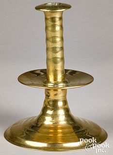 English brass trumpet candlestick, 17th c.