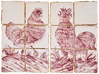Pair of Delft six tile plaques