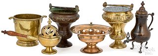 Six brass and bell metal vessels, 18th/19th c.