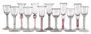 Twelve twist stem wine glasses