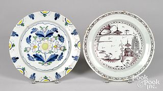 English Delft charger, together with another