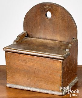 Pennsylvania walnut hanging salt box, early 19th c