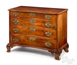 New England Chippendale mahogany serpentine chest
