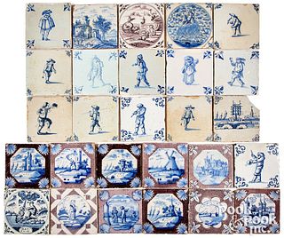 Twenty-seven Delft tiles, 18th c.
