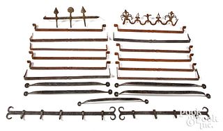 Iron utensil racks and spike hangers, 20th c.