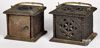Two Friesland carved foot warmers, 18th c.