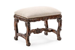 Renaissance Revival Style Stained Carved Stool