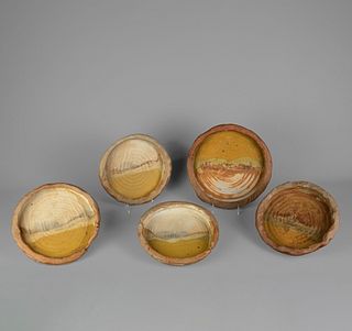 Charles Loloma, Set of Five Stoneware Plates